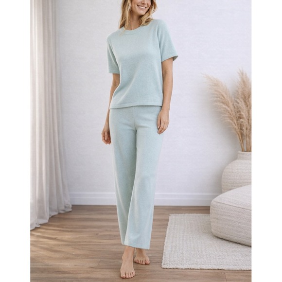 Kilte Pants - Kilte Collection Cashmere Set of Wide-Leg Pants & Short Sleeve Top Size 3 L/XL